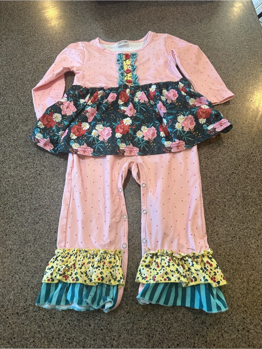 Pink Floral Ruffle One-Piece Baby Outfit